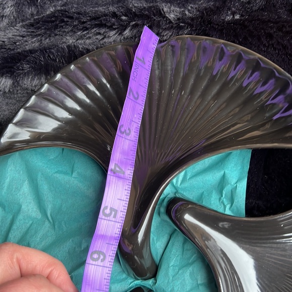 4 Ginkgo Leaf Shaped Catchall Trays Black High Gloss Dessert Plates Decor - Picture 10 of 10